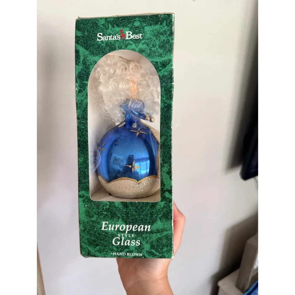 Vtg Santas Best Glass Christmas Ornament European style Glass Angel 1995 New